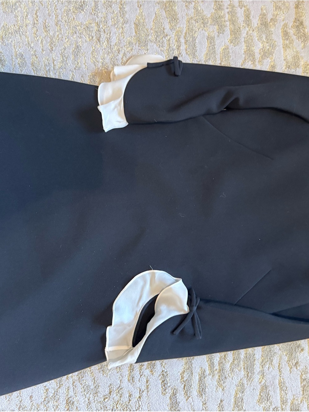 kate spade Black Long Sleeve Dress with White Ruffle Cuffs